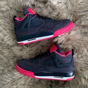 Retro air Jordan 4 IV navy blue hot pink denim 6.5 in kids…fits women size 8!